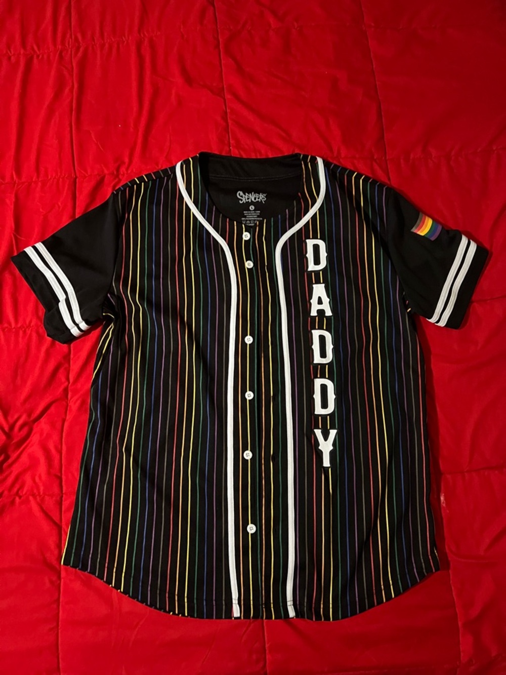 Spencer's Black Rainbow-Striped "DADDY" Baseball Jersey